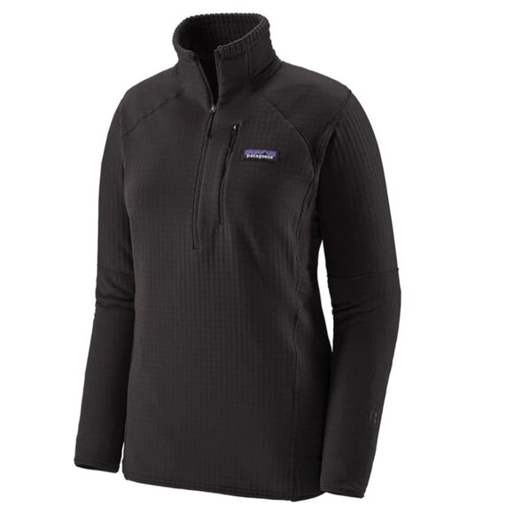 New Patagonia R1 Air 1/2 Zip Neck Women's L Black Pullover Fleece Jacket $130 - Picture 1 of 14